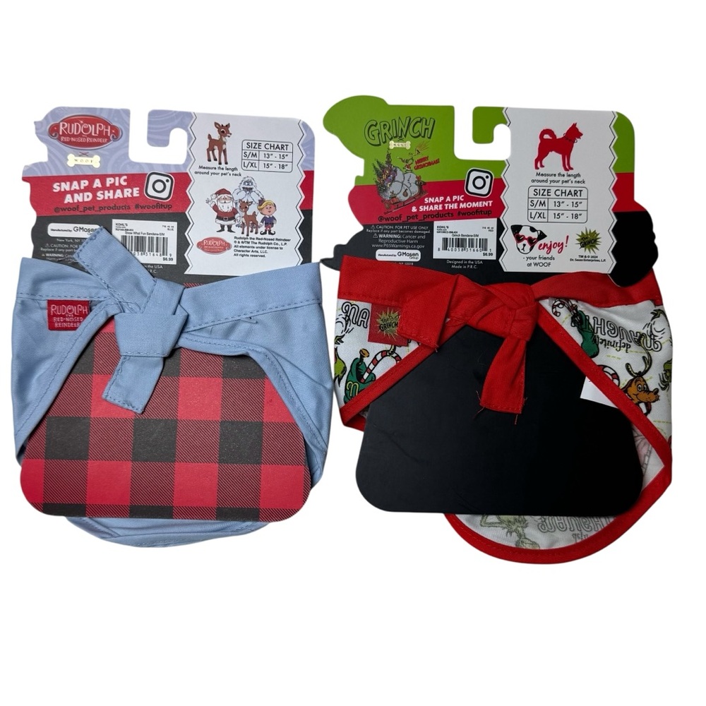 Holiday Pet Bandana Set Snoop Dogg Jammies Small Medium Cat Dog NEW - Picture 10 of 12